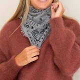 100% Cashmere Bandana - Grey