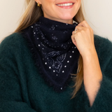 100% Cashmere Bandana - Navy Blue