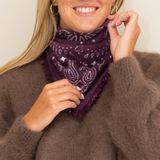100% Cashmere Bandana - Merlot
