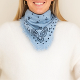 100% Cashmere Bandana - Ice Blue